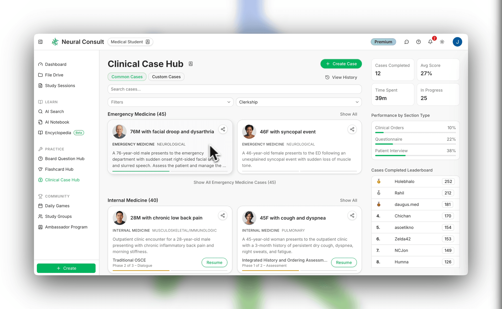 Step 1: Choose a patient from our case bank spanning every degree type, or create unlimited custom cases of your own!
